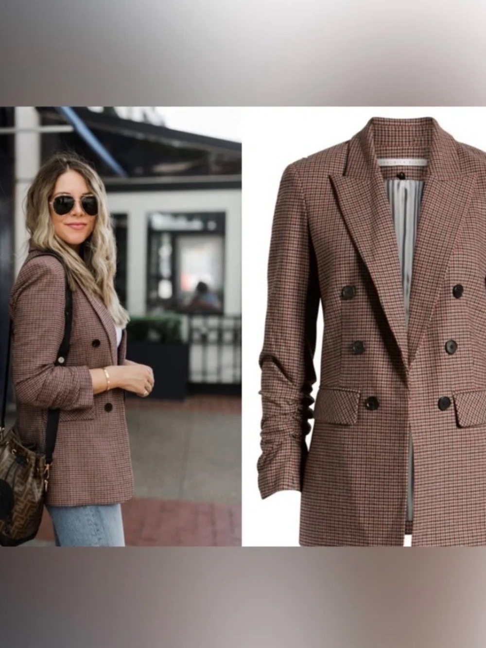 Veronica Beard Beacon Check Dickey Jacket In Red Multi EUC Size 10